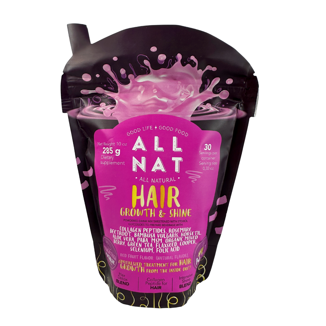 ALL NAT Hair Grow – Nutritional Hair Formula (30-Day Supply) Growth • Strength • Thickness • Shine | Natural Powder Drink |