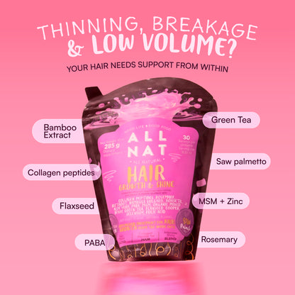 ALL NAT HAIR GROWTH & SHINE™ | 4D Bioformula Drink with 22 Active Ingredients | Blocks DHT, Strengthens Follicles, Restores Shine & Prevents Graying | For Women & Men.