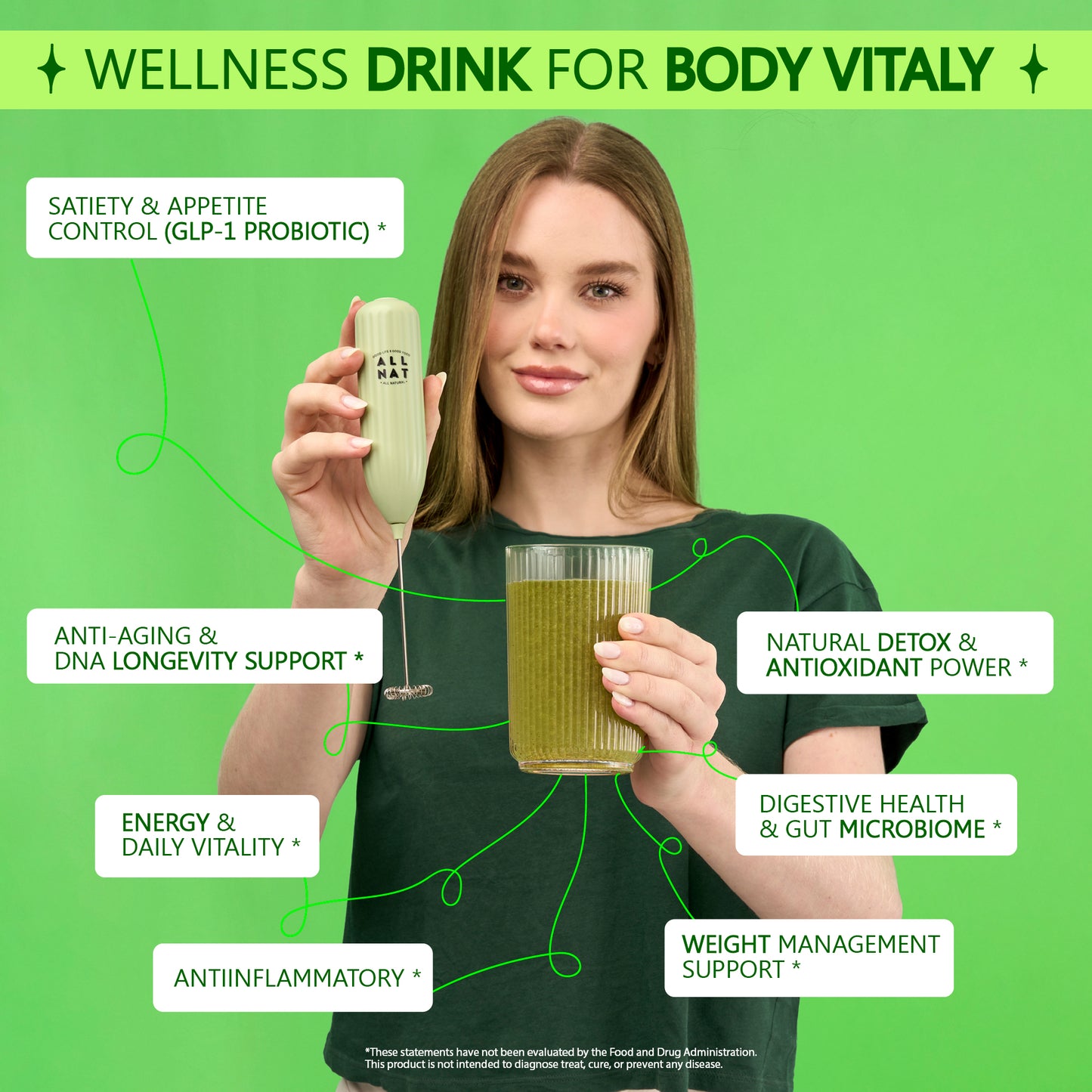 ALL NAT Green Juice - Advanced Superfood Powder with Akkermansia (GLP-1 Support) & DNA Methylation Adaptogens