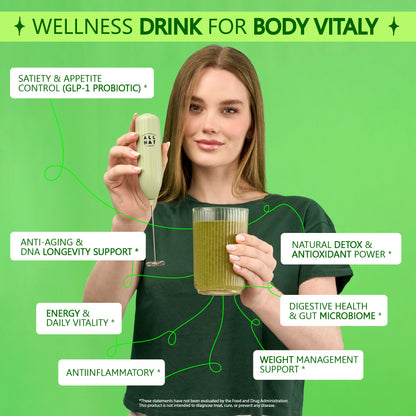 ALL NAT Green Juice - Advanced Superfood Powder with Akkermansia (GLP-1 Support) & DNA Methylation Adaptogens