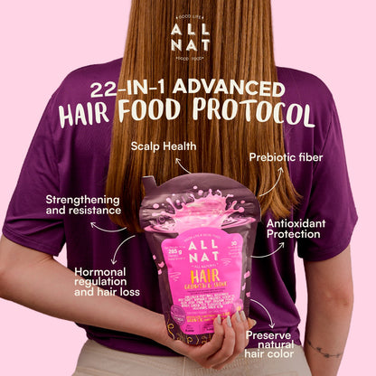 ALL NAT HAIR GROWTH & SHINE™ | 4D Bioformula Drink with 22 Active Ingredients | Blocks DHT, Strengthens Follicles, Restores Shine & Prevents Graying | For Women & Men.