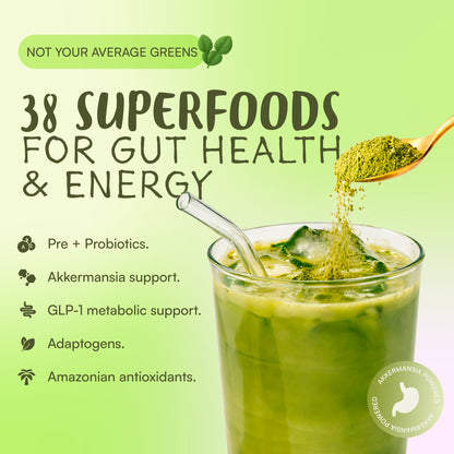 ALL NAT Green Juice - Advanced Superfood Powder with Akkermansia (GLP-1 Support) & DNA Methylation Adaptogens