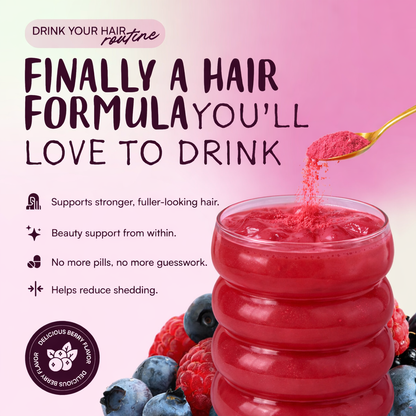 ALL NAT HAIR GROWTH & SHINE™ | 4D Bioformula Drink with 22 Active Ingredients | Blocks DHT, Strengthens Follicles, Restores Shine & Prevents Graying | For Women & Men.