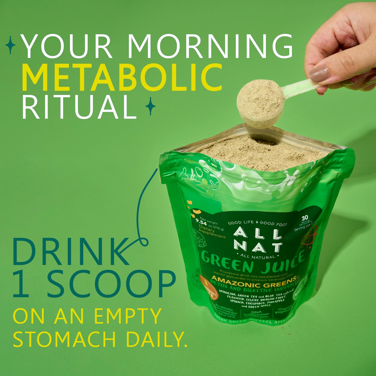 ALL NAT Green Juice - Advanced Superfood Powder with Akkermansia (GLP-1 Support) & DNA Methylation Adaptogens