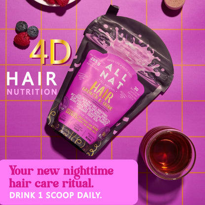 ALL NAT HAIR GROWTH & SHINE™ | 4D Bioformula Drink with 22 Active Ingredients | Blocks DHT, Strengthens Follicles, Restores Shine & Prevents Graying | For Women & Men.