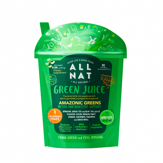 ALL NAT Super Greens Powder | 4D Bioformula Wellness Drink with 38 Superfoods & 11 Organic Nutrients | GLP-1 Probiotic (Akkermansia) for Gut & Weight Support | DNA Longevity Blend + Amazonian Antioxidants | Vegan · No Sugar · 30 Servings