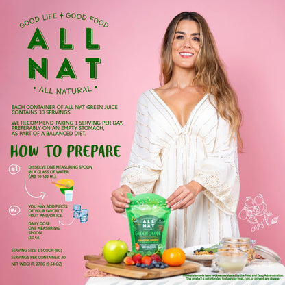 ALL NAT Detox Green Juice Superfood Mix with 38 Ingredients & Amazonic Greens.