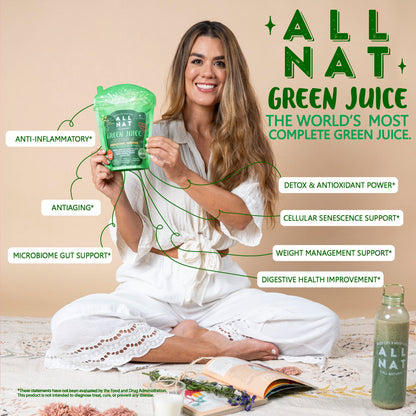 ALL NAT Detox Green Juice Superfood Mix with 38 Ingredients & Amazonic Greens.