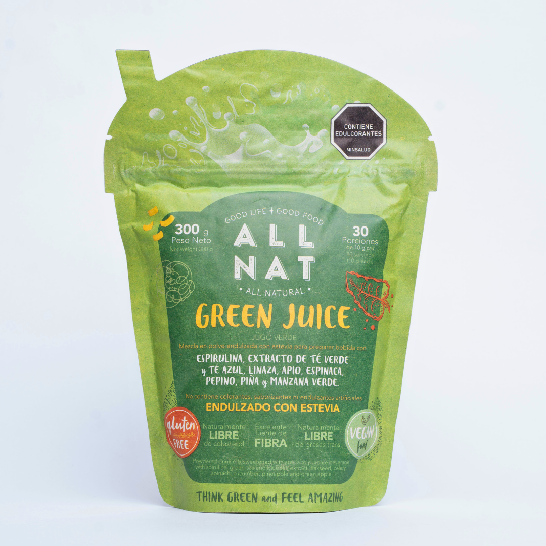 ALL NAT Green Juice Super Greens en Polvo | 38 Superalimentos y 11 Orgánicos | Probiótico GLP-1 con Akkermansia para Salud Intestinal &amp; Control de Peso