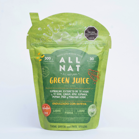 ALL NAT Green Juice Super Greens en Polvo | 38 Superalimentos y 11 Orgánicos | Probiótico GLP-1 con Akkermansia para Salud Intestinal &amp; Control de Peso